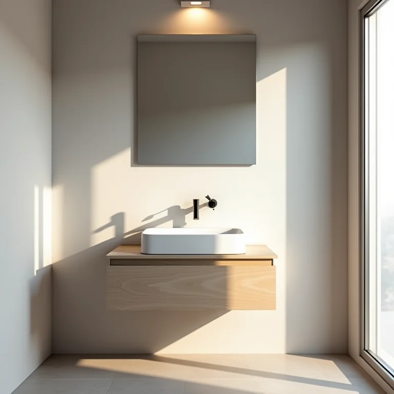 Gabinete suspenso em banheiro pequeno