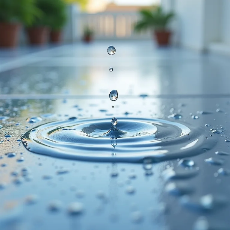 Gotas de água sobre rejunte epóxi.