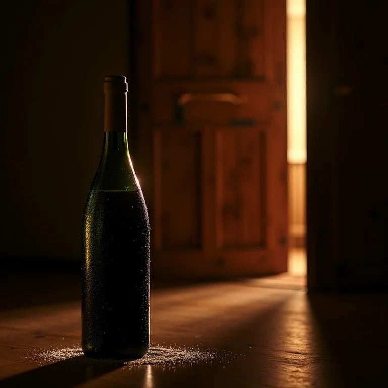 Gotejamento em garrafa de vinho próximo a porta de adega com vedação ruim