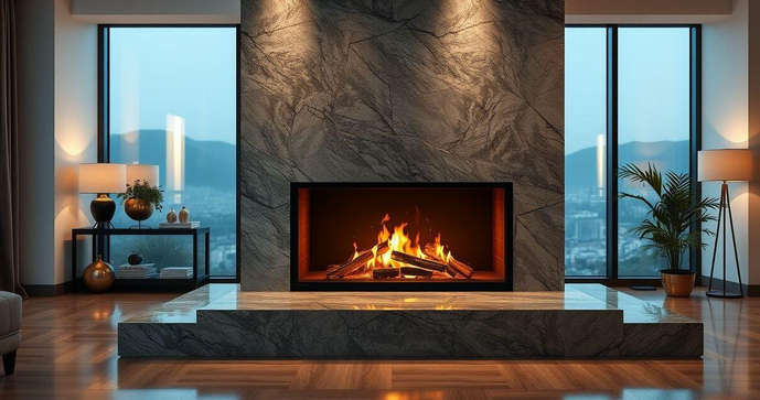 Lareiras Revestidas em Granito: Aconchego e Design - detalhe