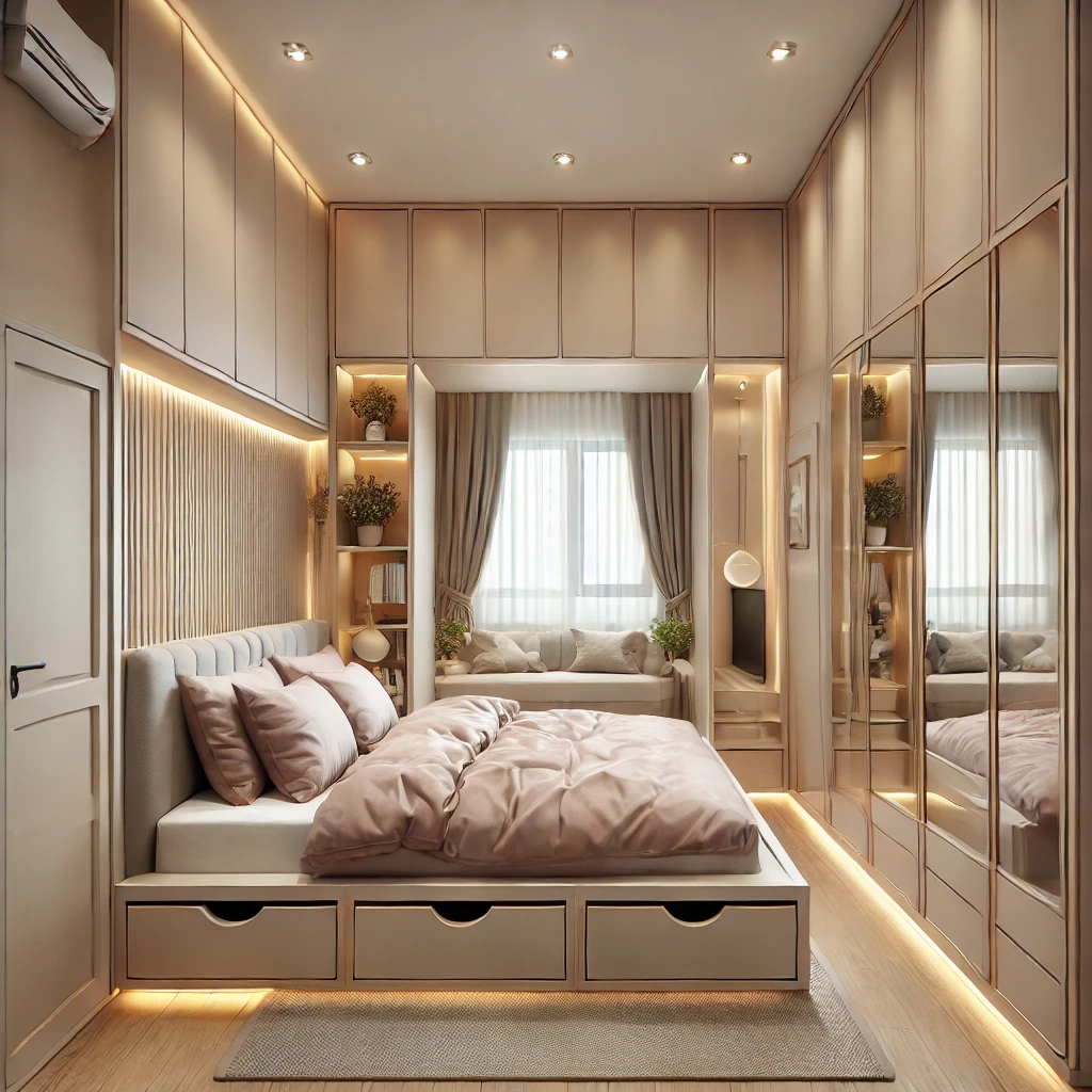 Maximizando o Espaço Vertical: Solução Inteligente para Quartos Compactos - detalhe