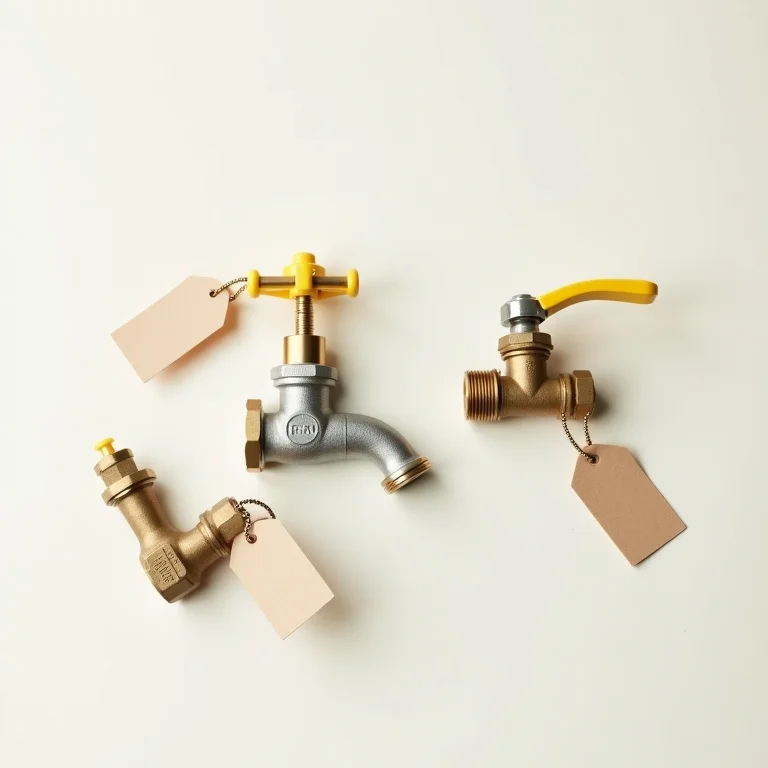 Guia visual de tipos de torneiras para jardim: esfera, gaveta e globo.