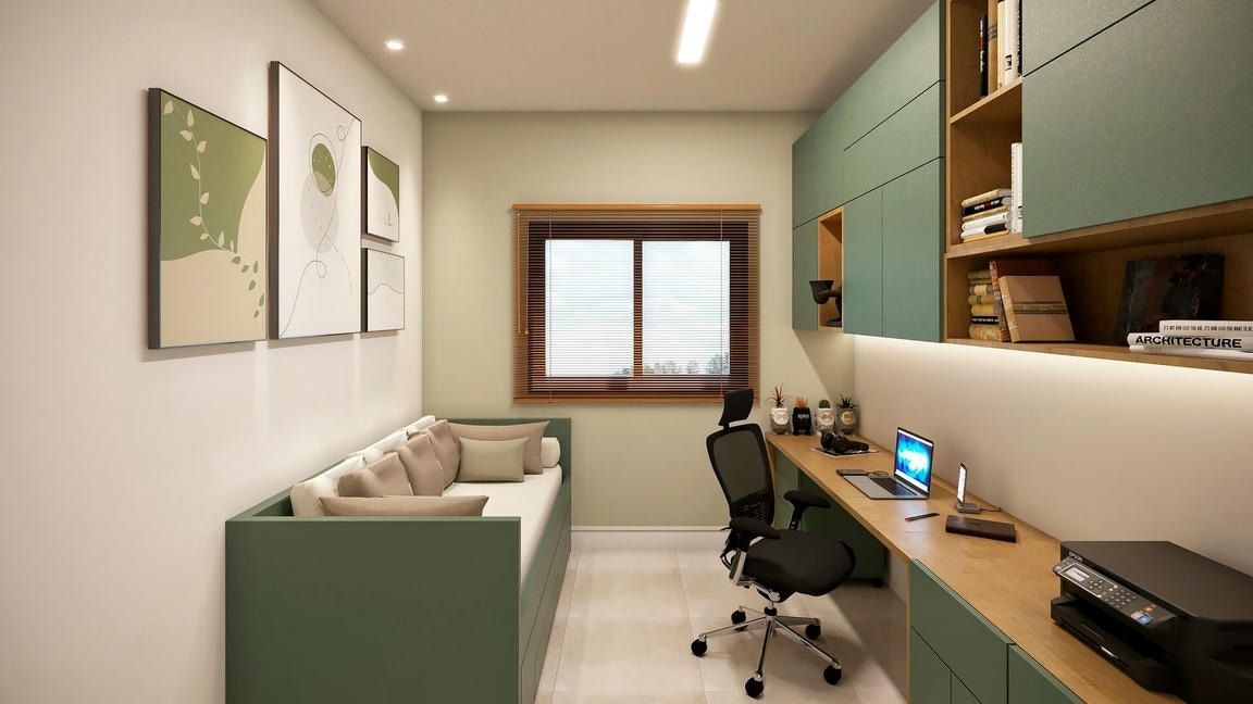 Home Office Funcional com Toque de Cor: Alegria e Produtividade! - inspiração