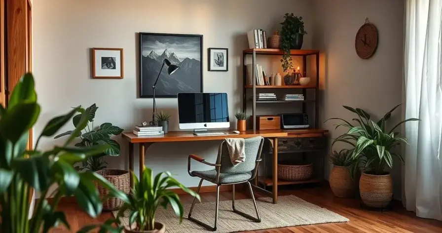 Home Office Funcional Rústico Moderno: Aconchego e Funcionalidade - inspiração