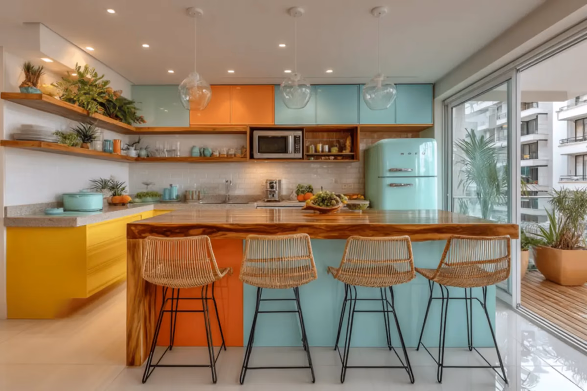 Cozinha colorida: 25 ideias e ...