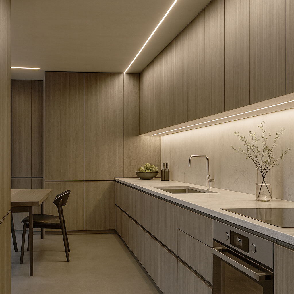 Iluminação Linear Embutida: Sofisticação Minimalista - detalhe