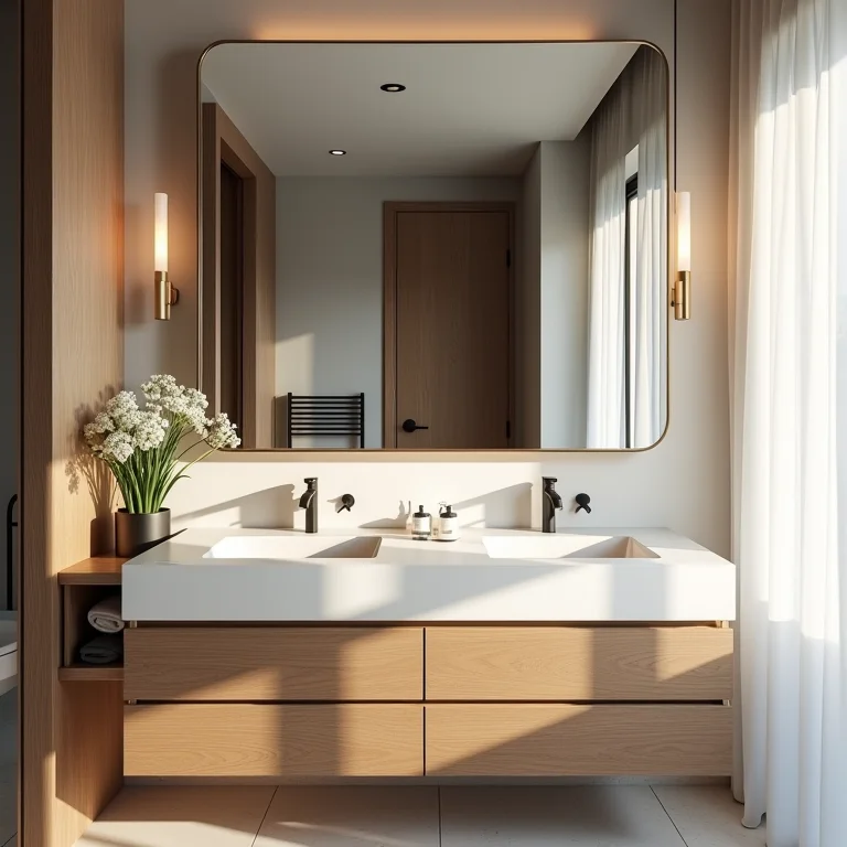 Iluminação em banheiro de luxo: diferentes fontes e efeitos