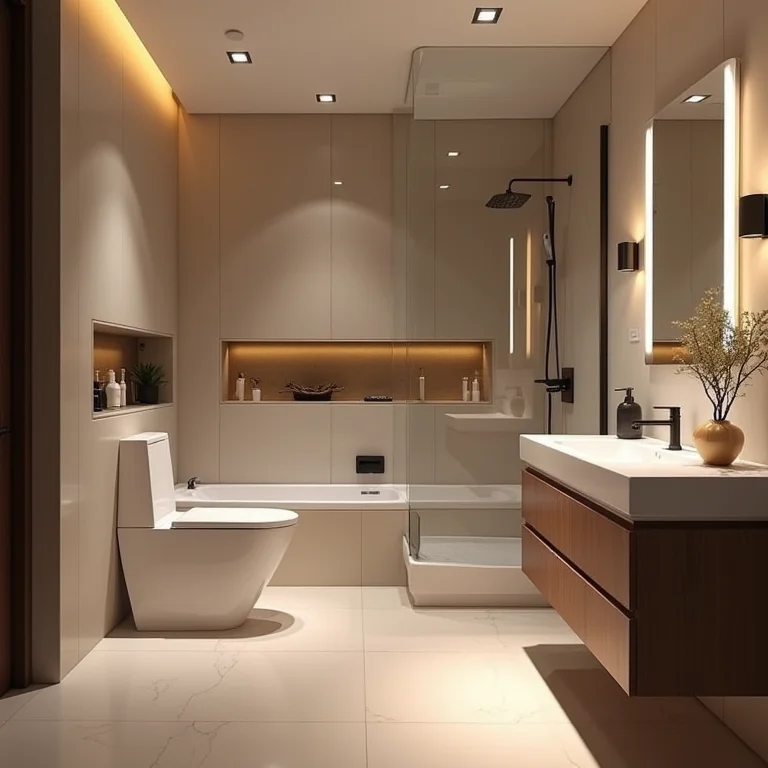 Iluminação estratégica em banheiro pequeno