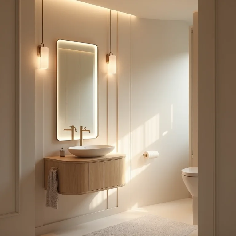 Iluminação estratégica para banheiros pequenos.