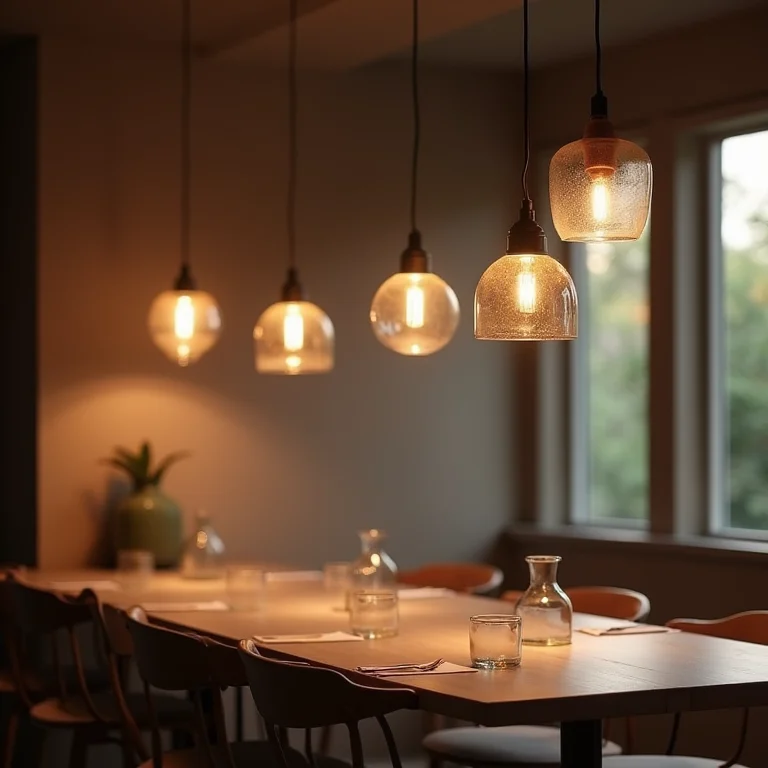 Iluminação pendente valorizando o ambiente da mesa de jantar