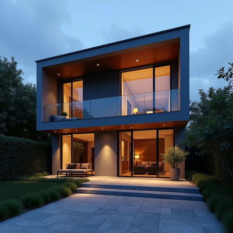 Iluminação valorizando fachada de casa