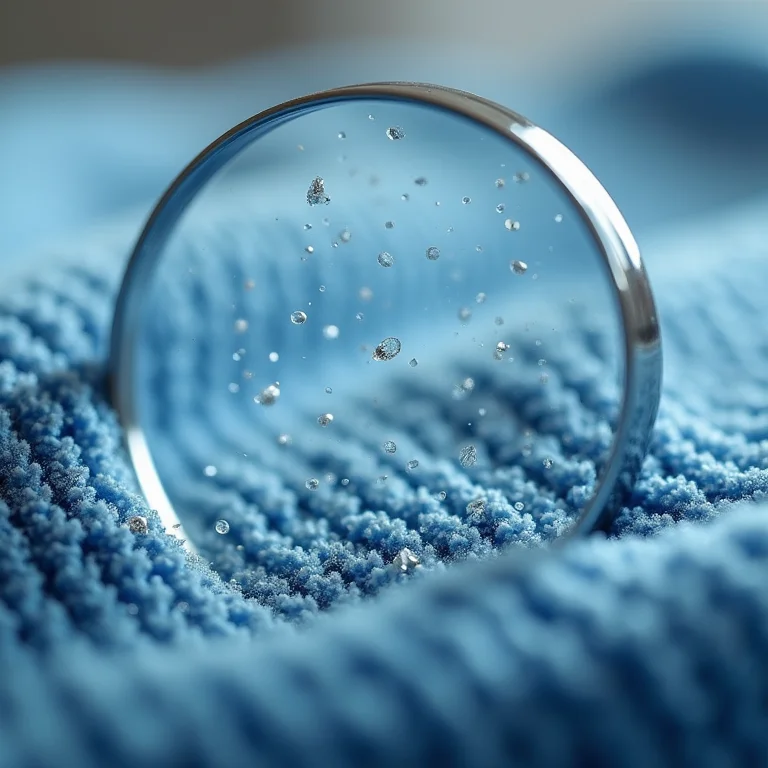 Imagem microscópica da trama de um pano de microfibra