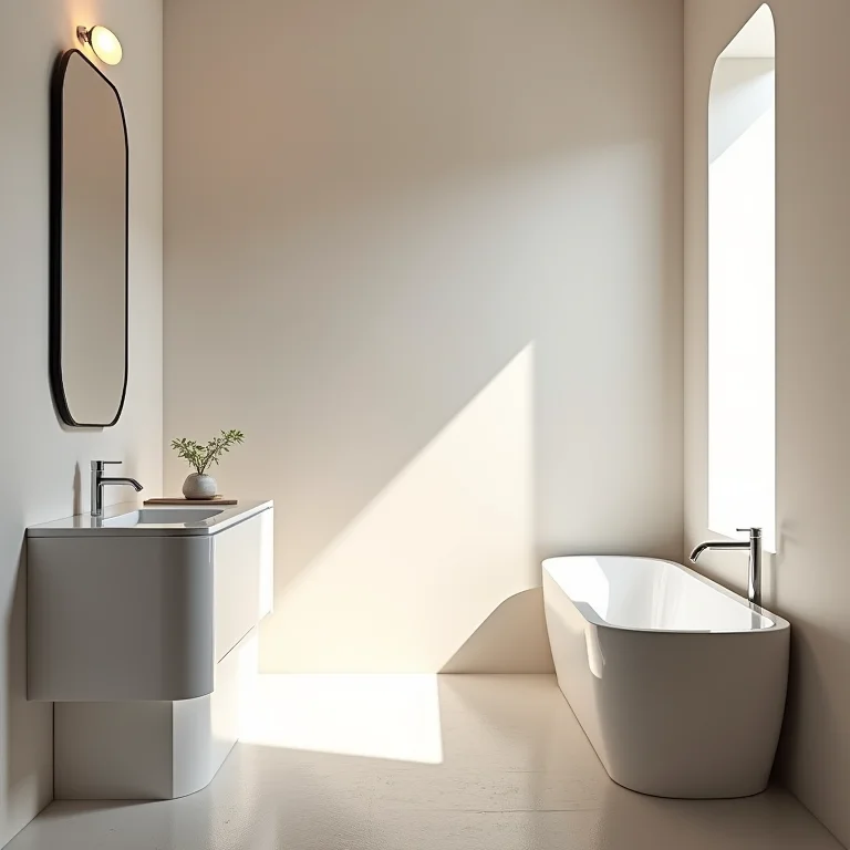 Inspiração de iluminação para banheiro pequeno