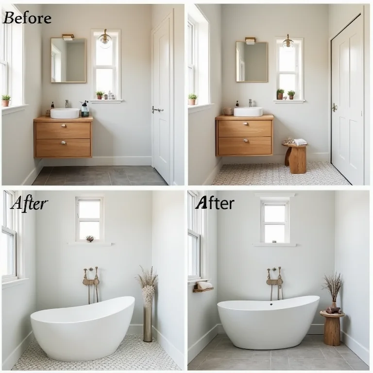 Inspirações de antes e depois de banheiros pequenos.