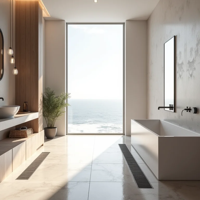 Inspirações de banheiros com ralo linear