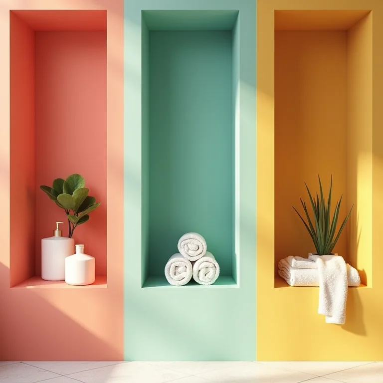 Inspirações de nichos coloridos para banheiro