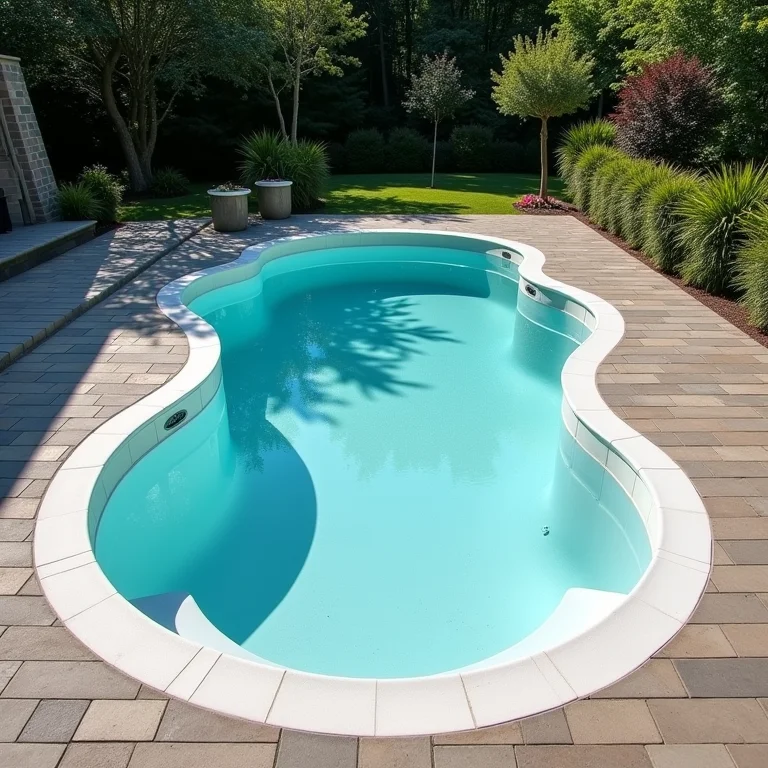 Instalação de piscina de fibra de vidro.