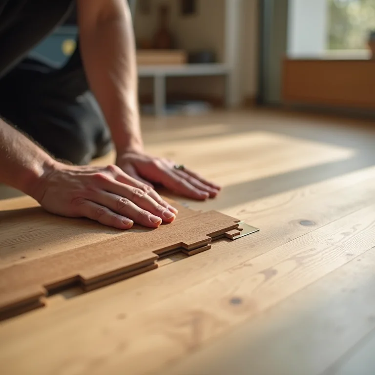 Instalando piso laminado.