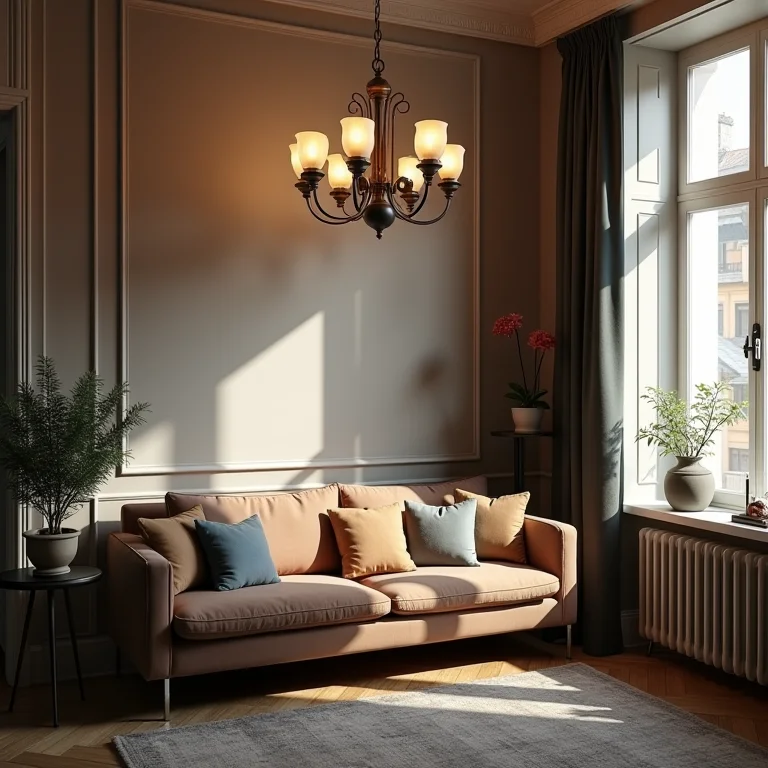 Integração de iluminação vintage em apartamento moderno