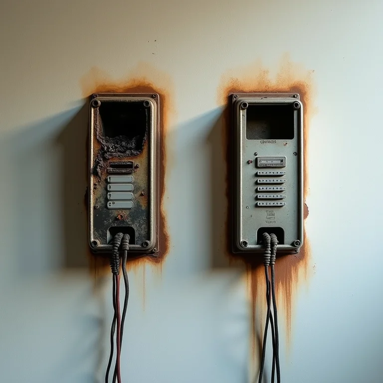 Interfone danificado por curto-circuito