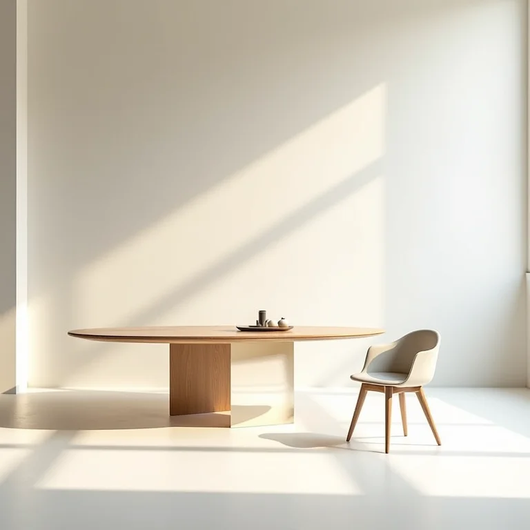 Interior iluminado com peça de mobiliário única, inspirada na revista Domus