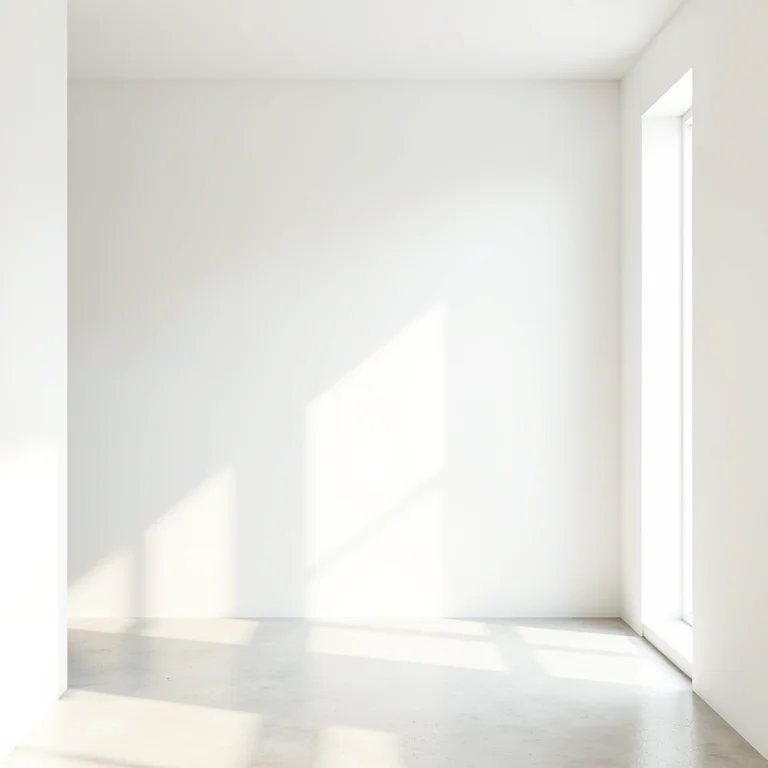 Interior minimalista com paredes brancas e decoração clean