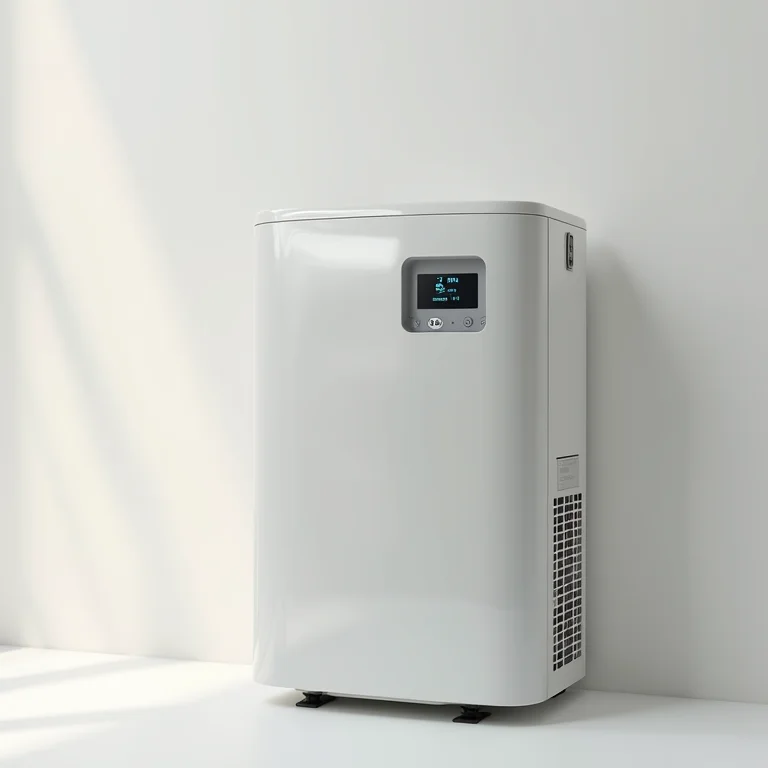 Inversor solar moderno em fundo neutro.