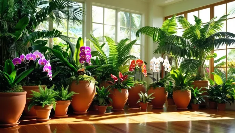 Mini Paraíso Tropical com Bambu e Orquídeas - detalhe