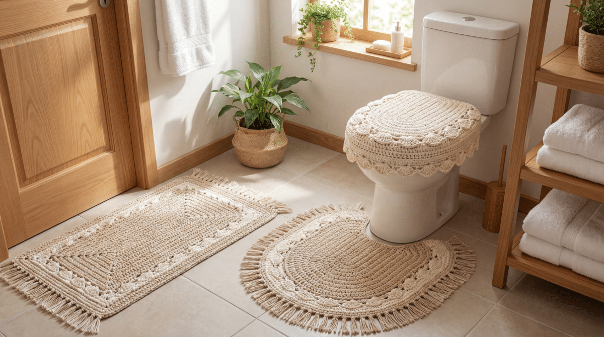 Kit Banheiro com Detalhes em Crochê: Aconchego Artesanal - detalhe