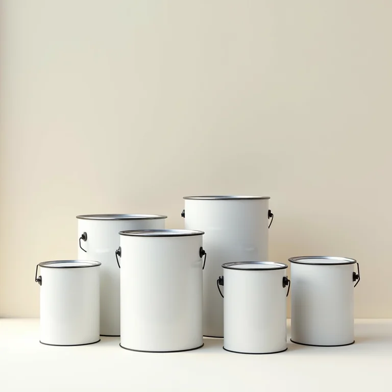 Latas de tinta para telhado de amianto.