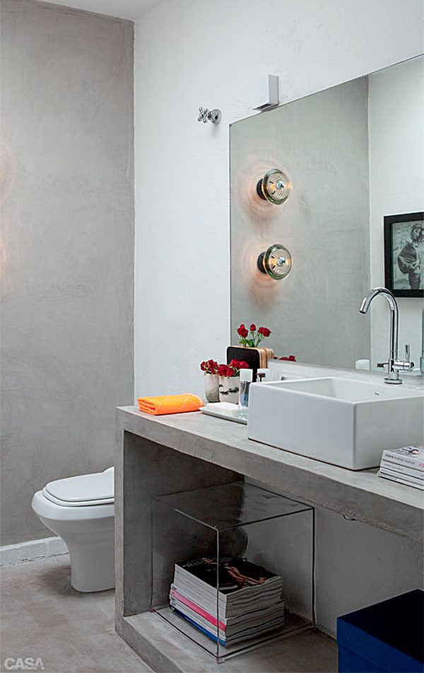 Lavabo Moderno com Toque Industrial e Cimento Queimado - ideia