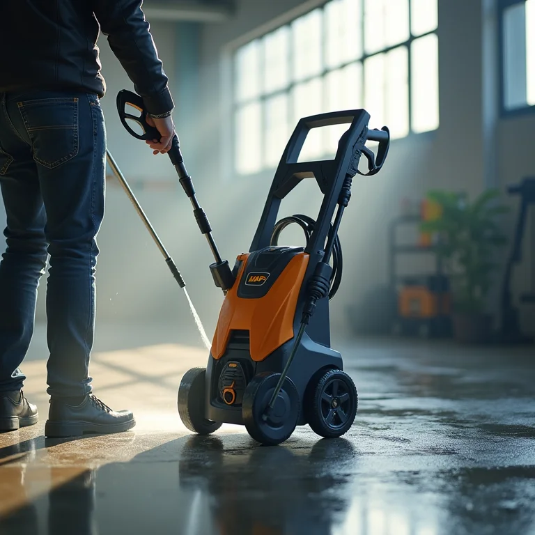 Lavadora de alta pressão WAP profissional sendo utilizada na limpeza de equipamentos industriais.