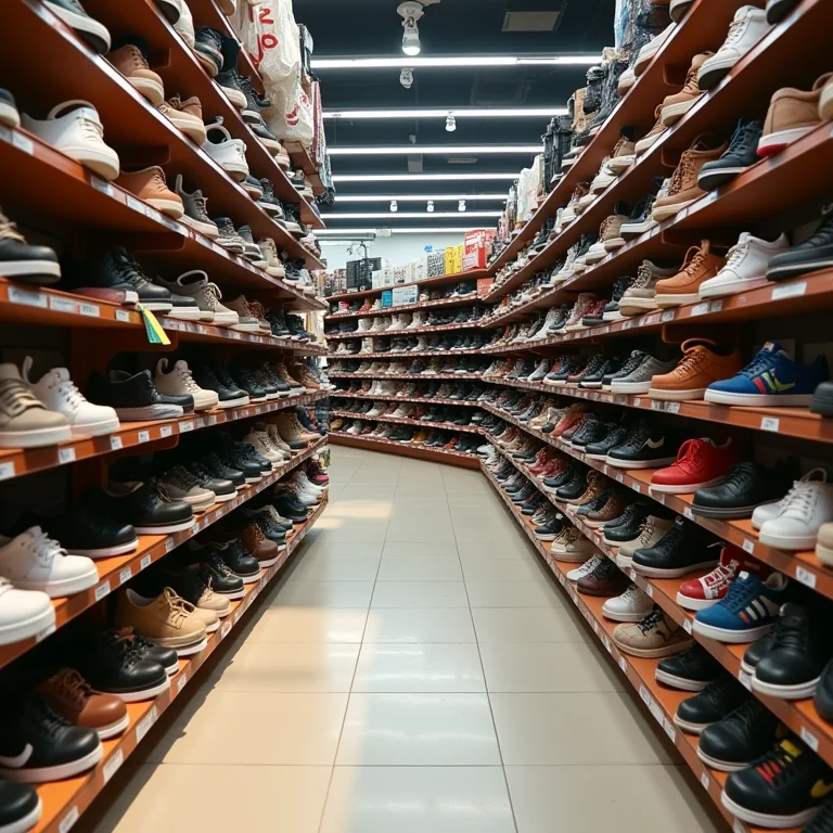 Layout confuso de loja de calçados.