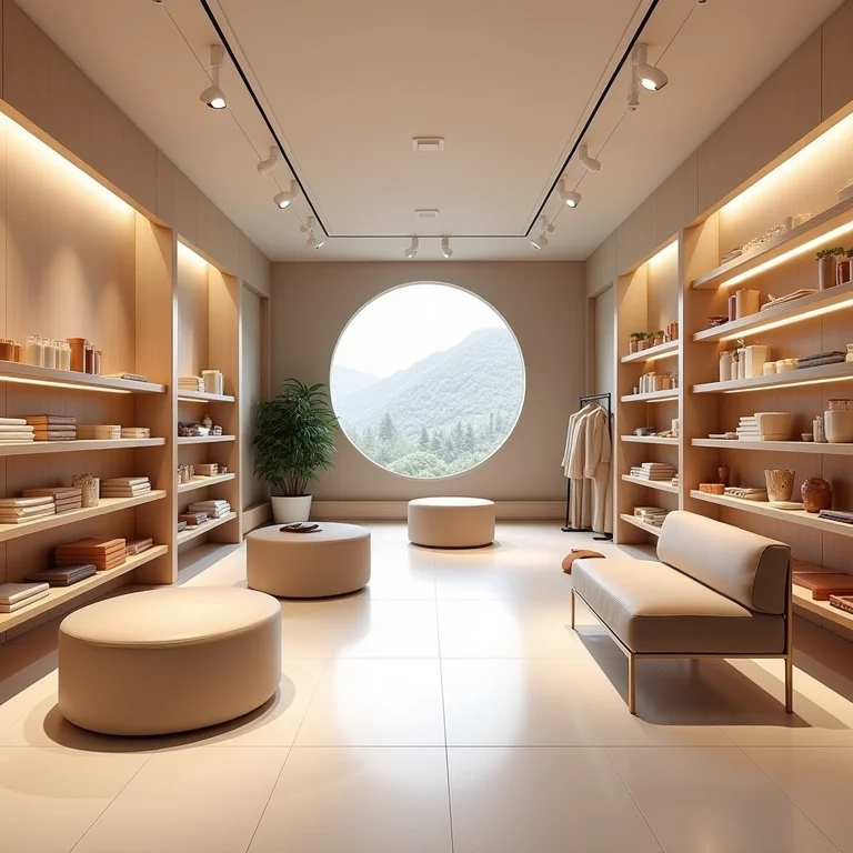 Layout funcional e convidativo de uma loja pequena.