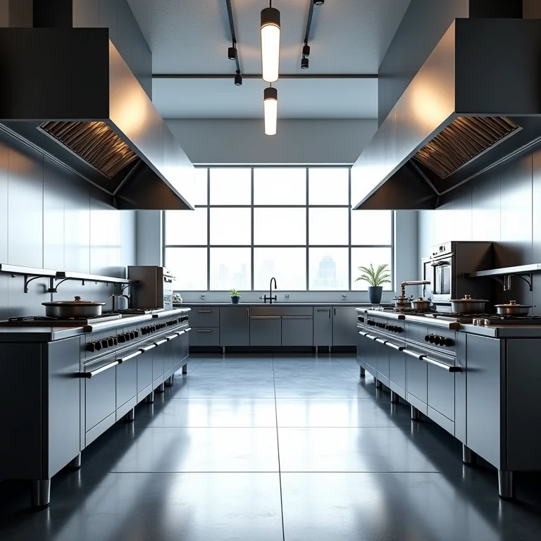 Layout inteligente de cozinha industrial