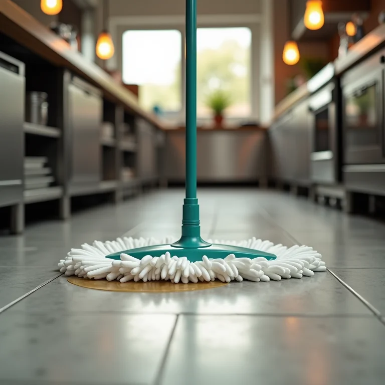 Limpeza fácil de piso antiderrapante de cozinha de restaurante.