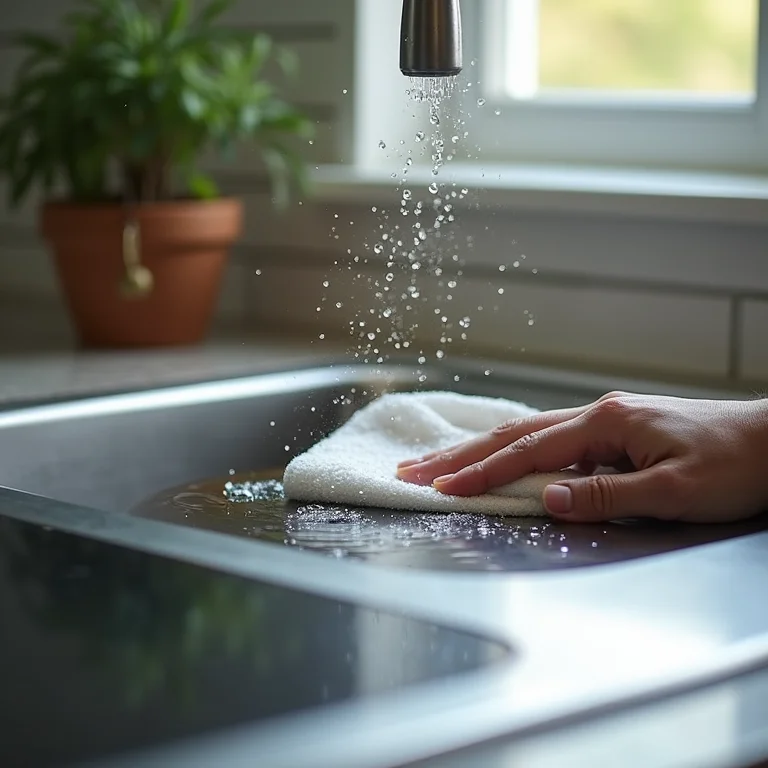 Limpeza fácil e rápida da bancada de inox.