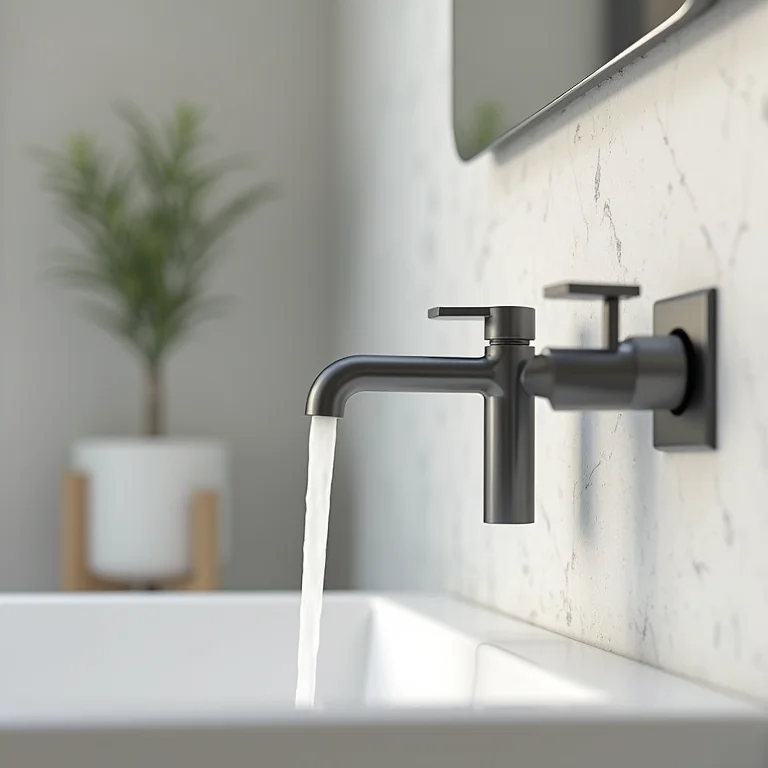 Louças e metais que valorizam o banheiro pequeno.