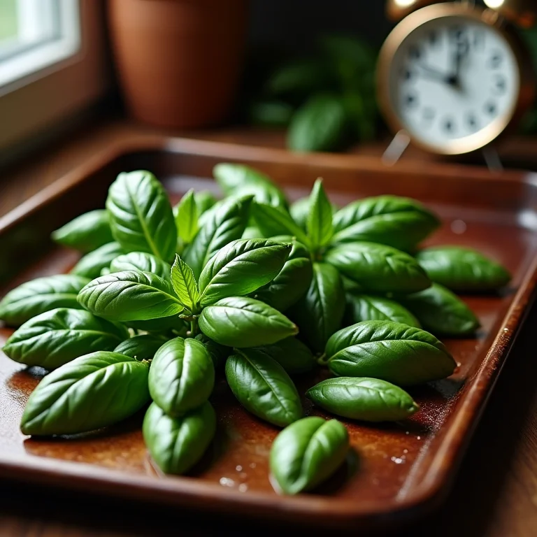 Manjericão queimado por erro na secagem