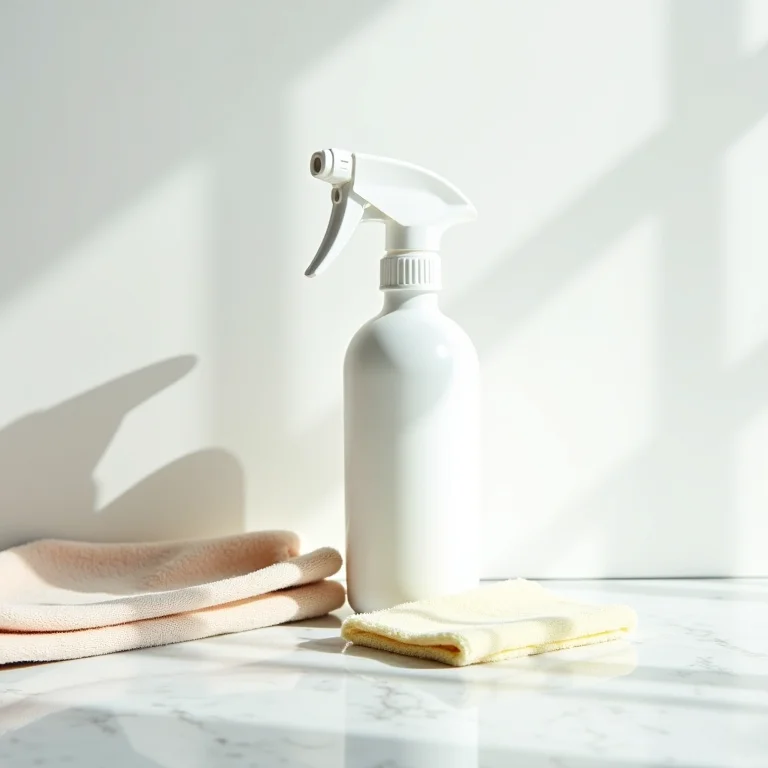 Materiais de limpeza organizados para espelhos