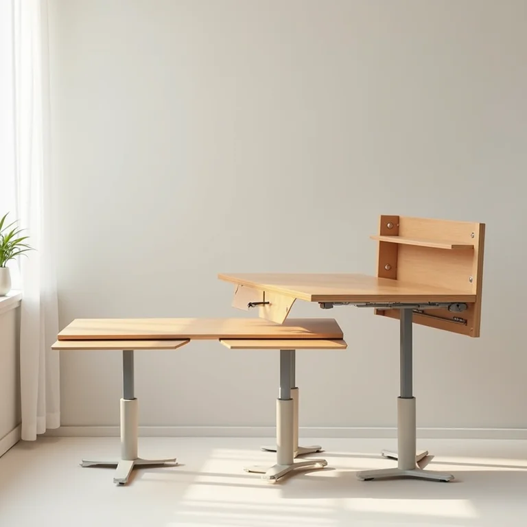 Mecanismos de dobragem de mesas de escritório suspensas dobráveis