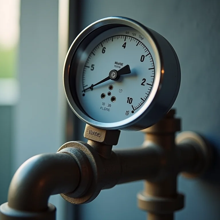 Medidor de pressão da água em sistema hidráulico.