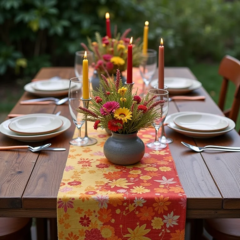 Mesa com cores e estampas em desarmonia.