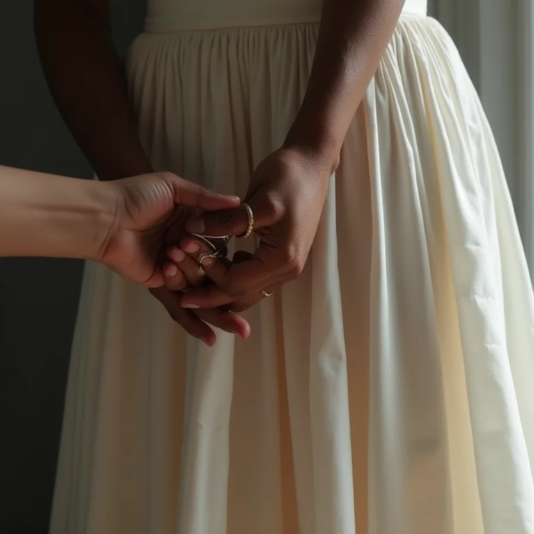 Mulher ajustando bainha de vestido com máquina de costura