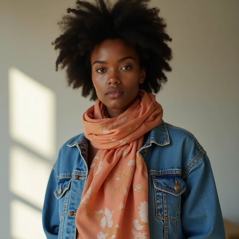 Mulher criando combinação fashion com peças de roupa inesperadas