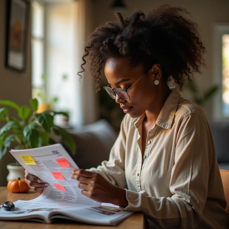 Mulher criando uma lista de receitas.