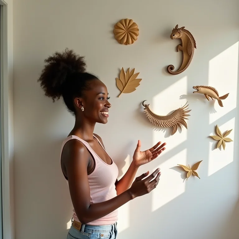 Mulher escolhendo adesivos 3D para o banheiro