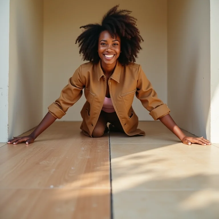 Mulher escolhendo manta para piso laminado