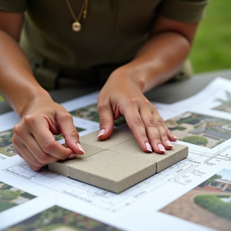 Mulher escolhendo piso atérmico para piscina