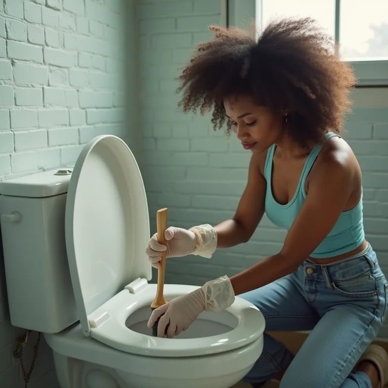 Mulher fazendo manutenção preventiva em caixa acoplada.